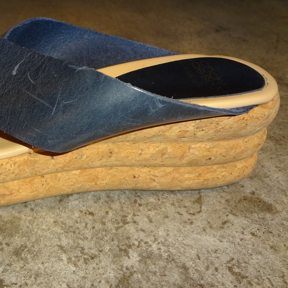Andre Assous Blue Brook Sandals Leather & Cork 8 - Picture 3 of 8